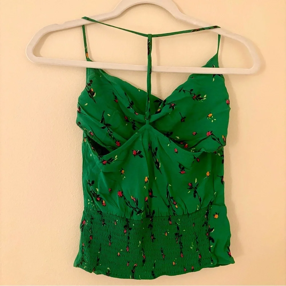 afrm green floral cami